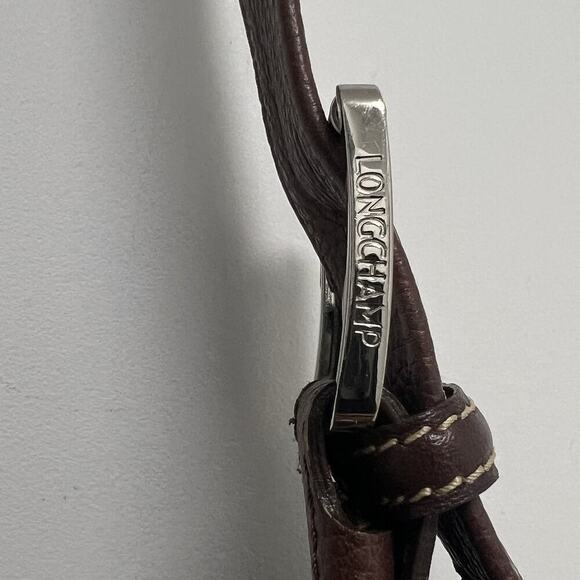 Longchamp Pebbled Genuine Leather Shoulder Bag Crossbody Brown 15X 10 Medium - Picture 10 of 12